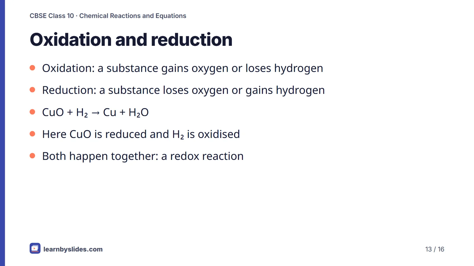 Slide 13 of 16: Oxidation and reduction