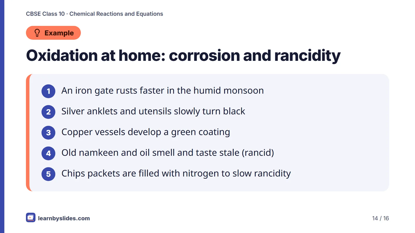 Slide 14 of 16: Oxidation at home: corrosion and rancidity