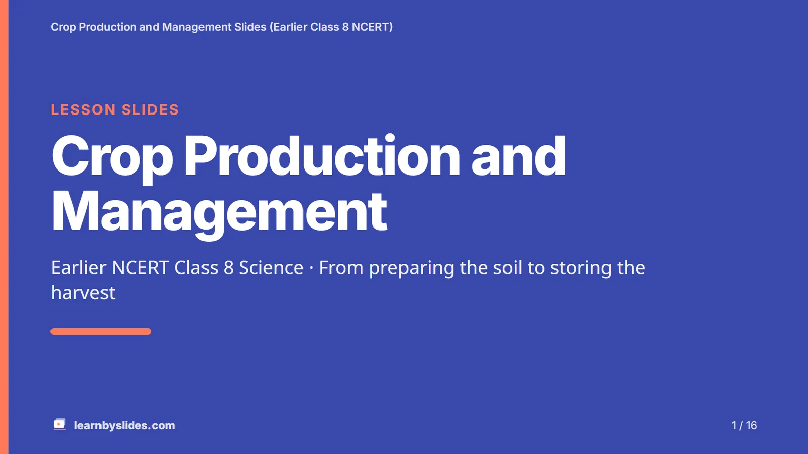 Slide 1 of 16: Crop Production and Management