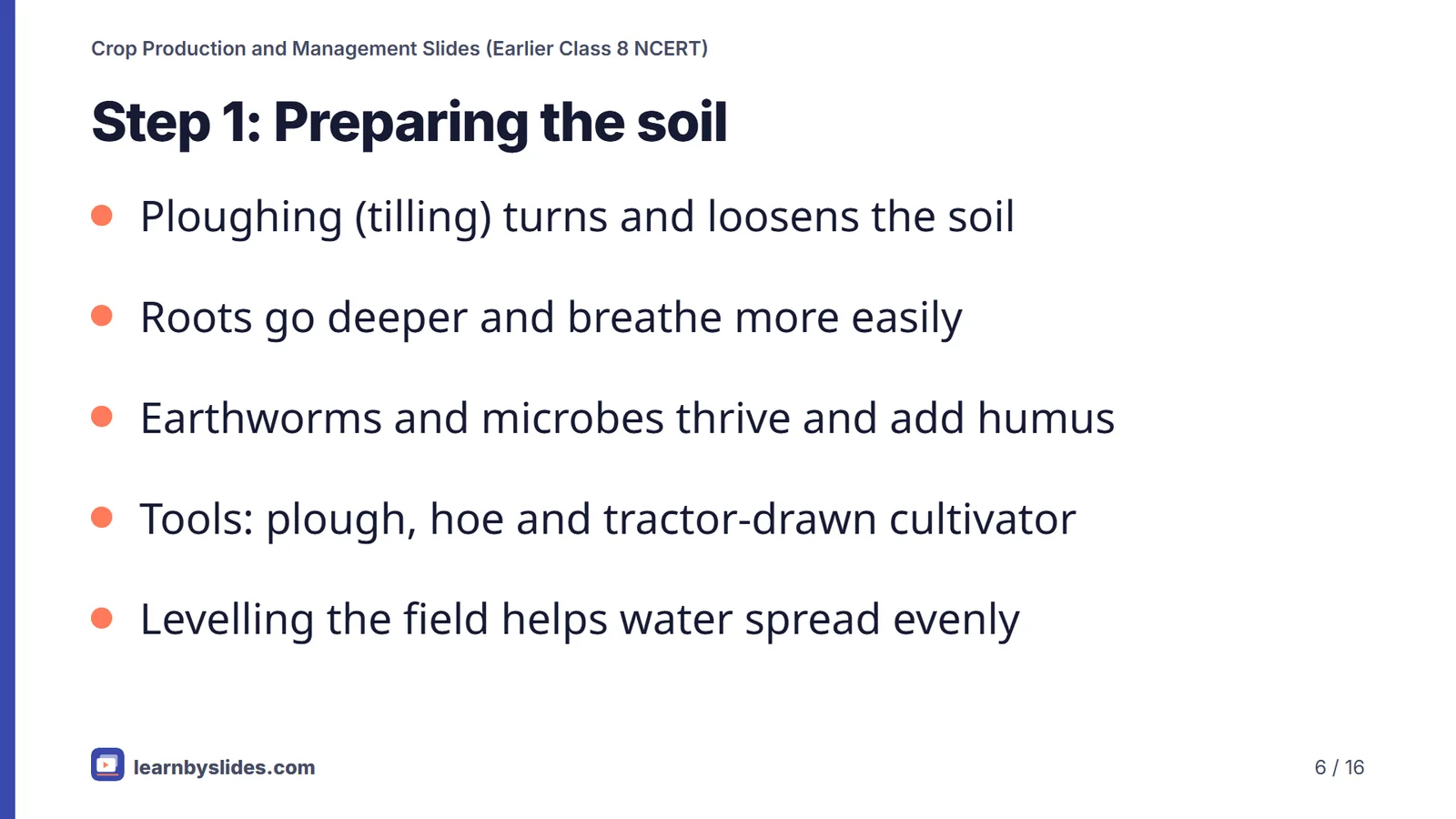 Slide 6 of 16: Step 1: Preparing the soil