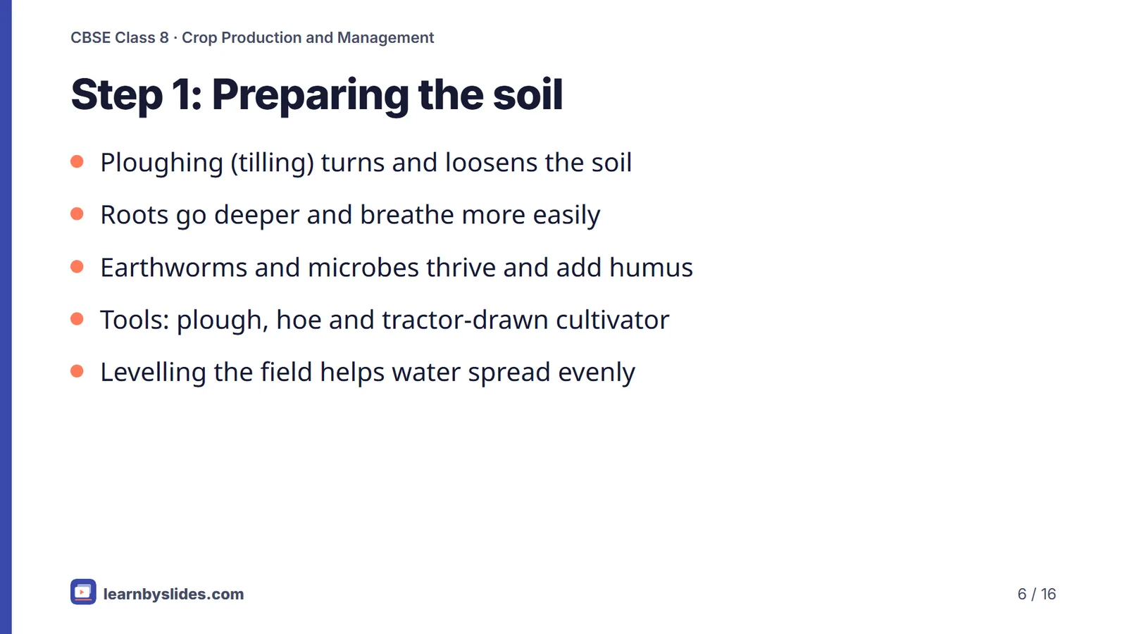 Slide 6 of 16: Step 1: Preparing the soil