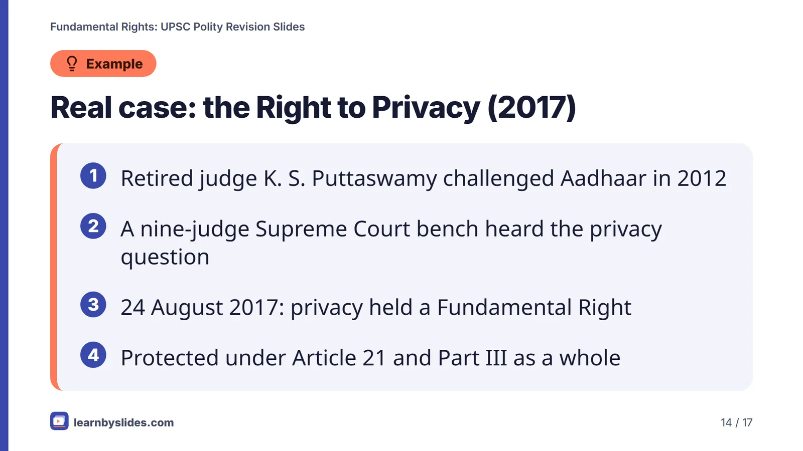 Slide 14 of 17: Real case: the Right to Privacy (2017)