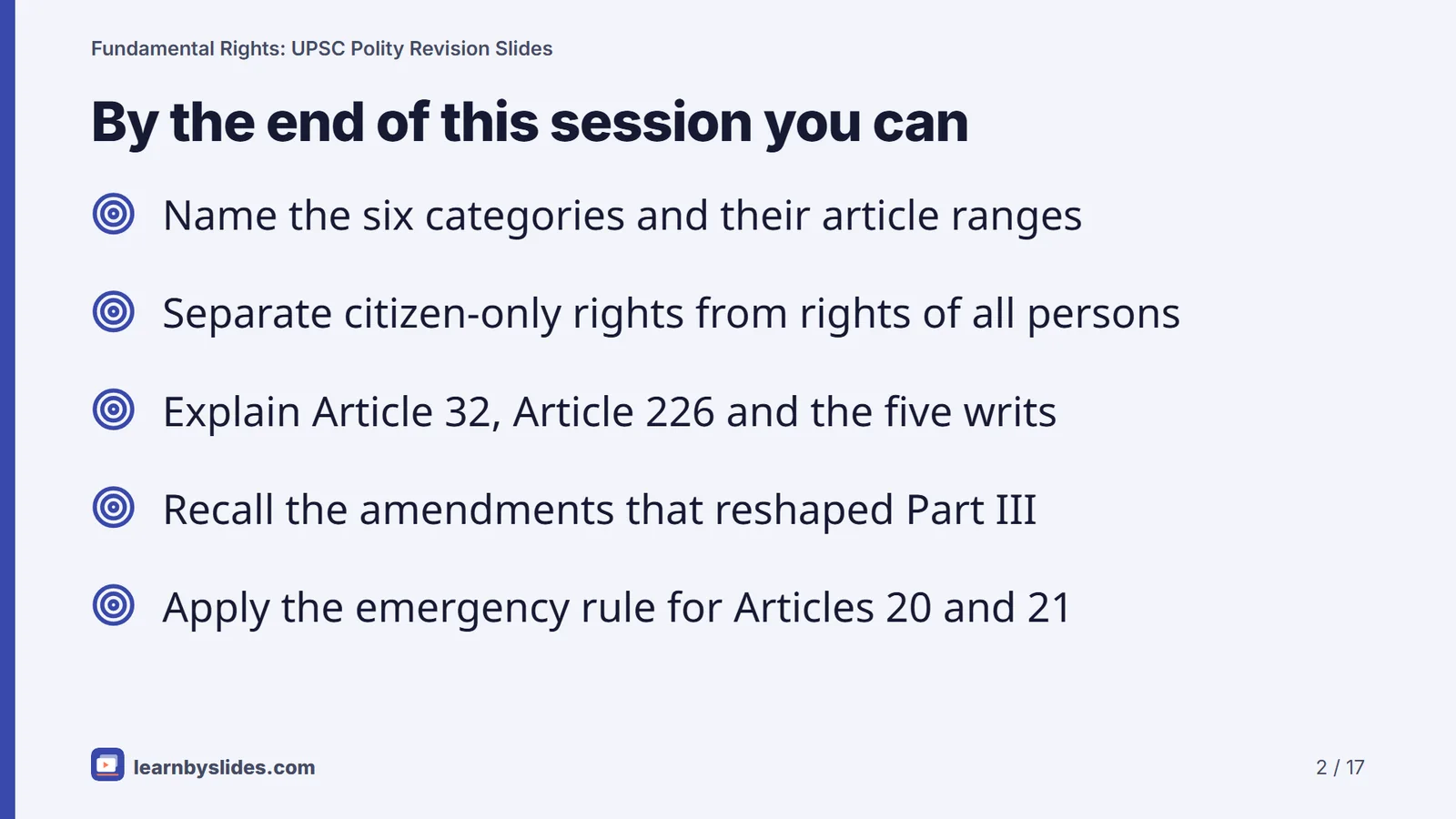 Slide 2 of 17: By the end of this session you can