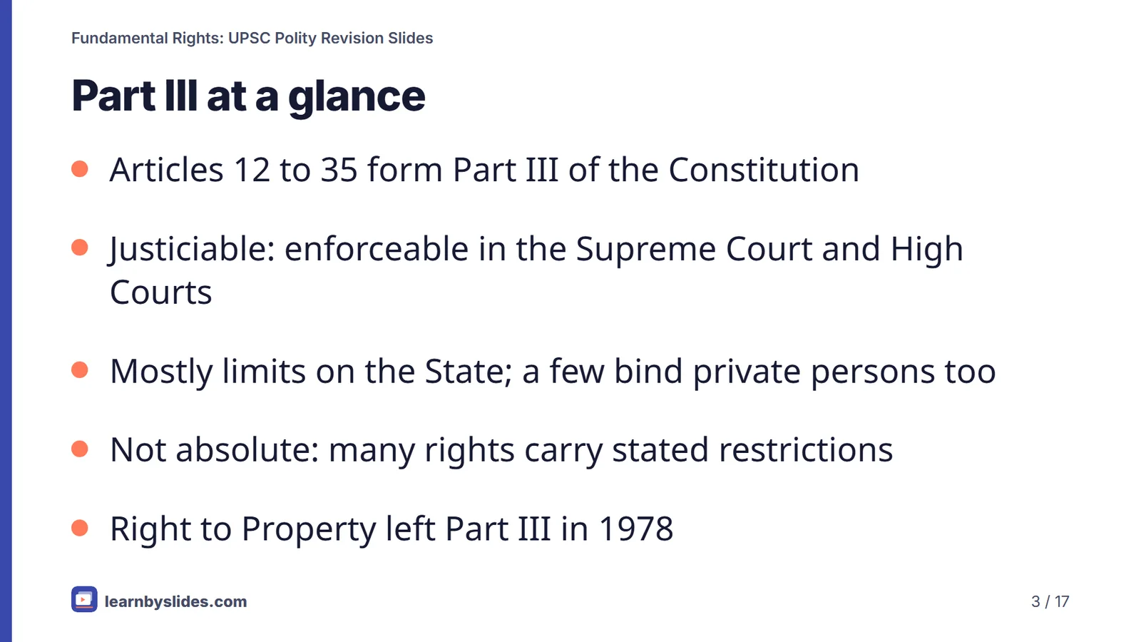 Slide 3 of 17: Part III at a glance