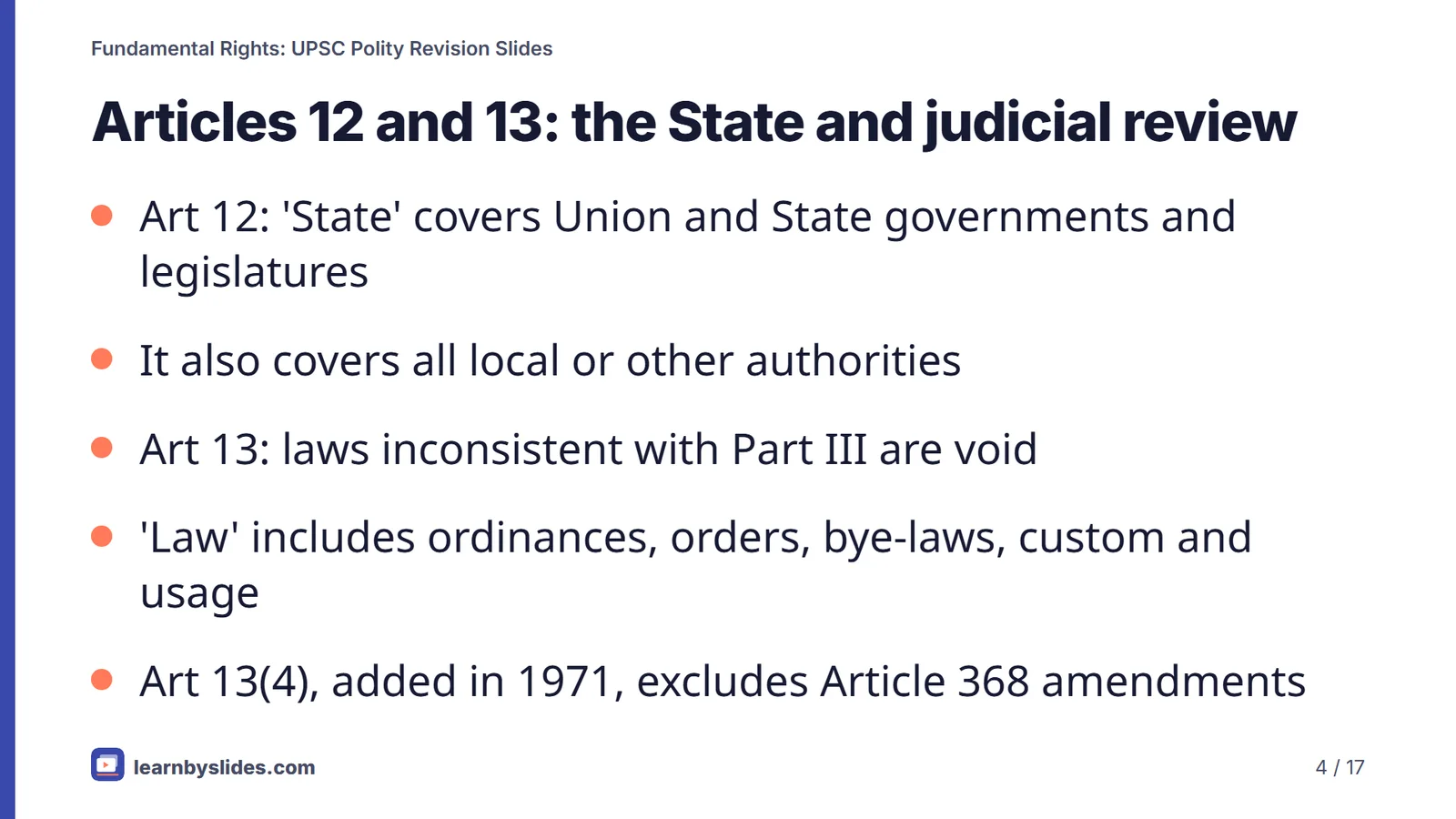 Slide 4 of 17: Articles 12 and 13: the State and judicial review
