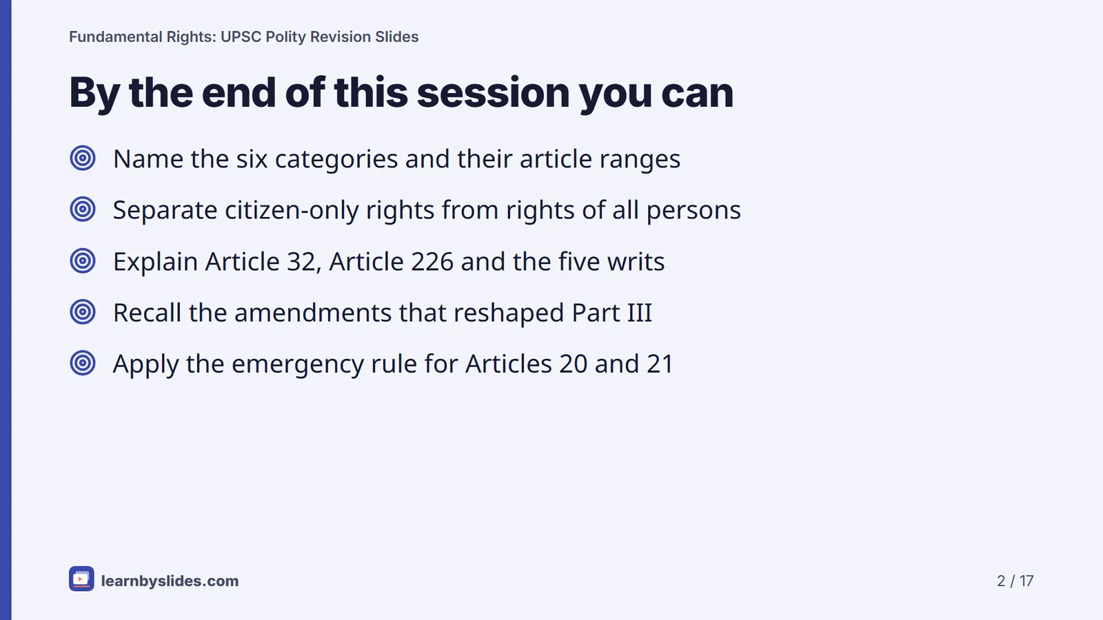 Slide 2 of 17: By the end of this session you can
