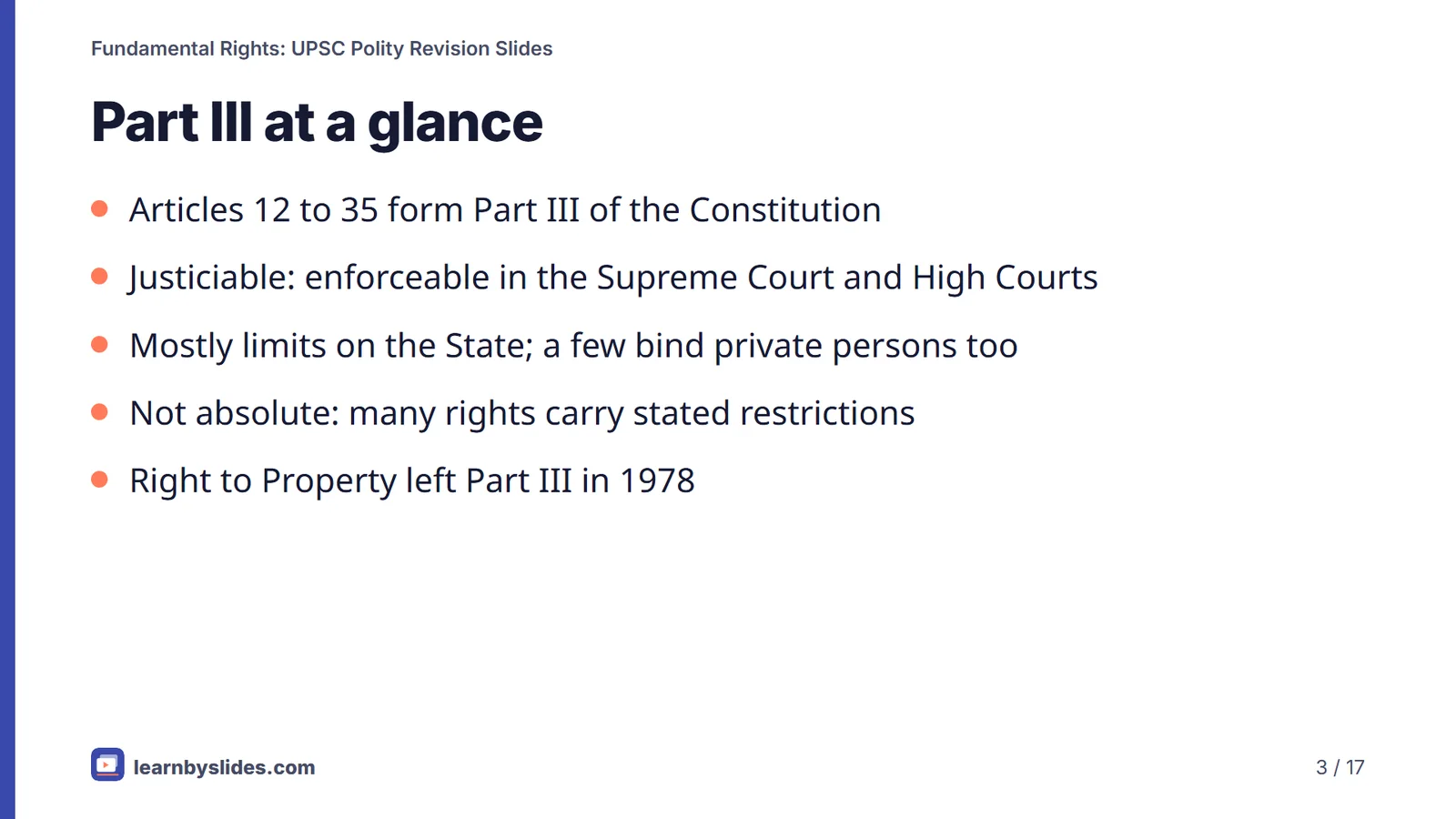 Slide 3 of 17: Part III at a glance