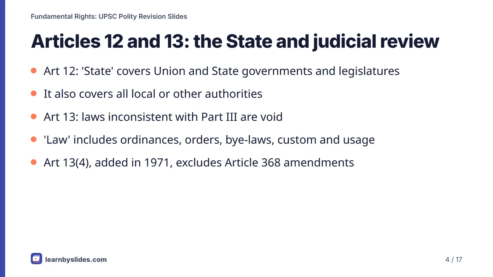Slide 4 of 17: Articles 12 and 13: the State and judicial review