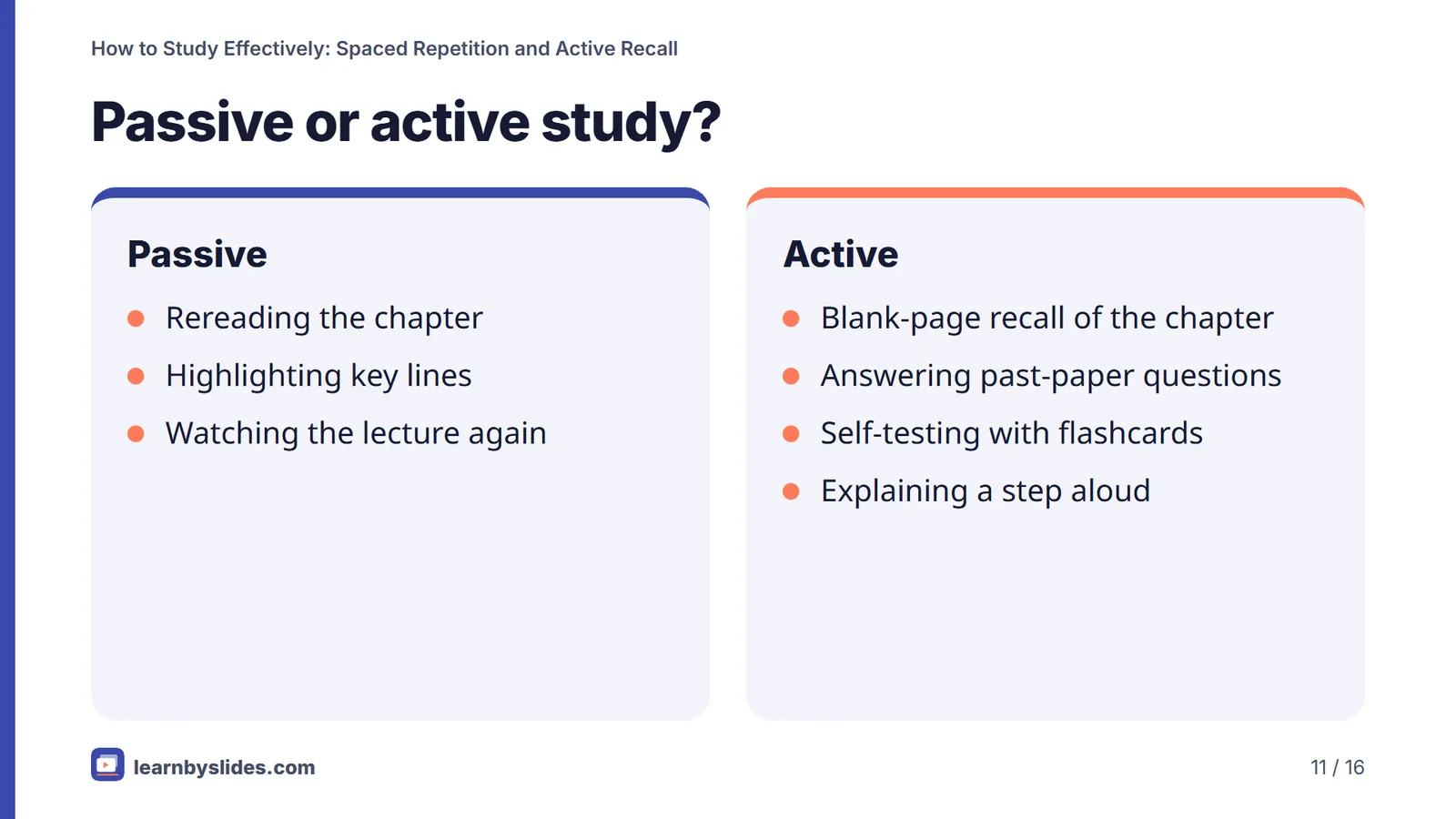 Slide 11 of 16: Passive or active study?