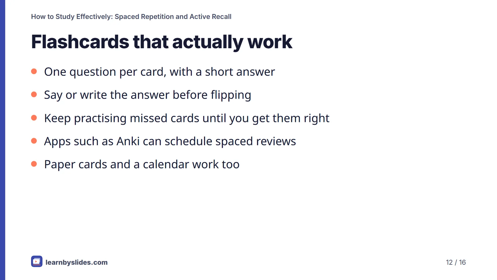 Slide 12 of 16: Flashcards that actually work
