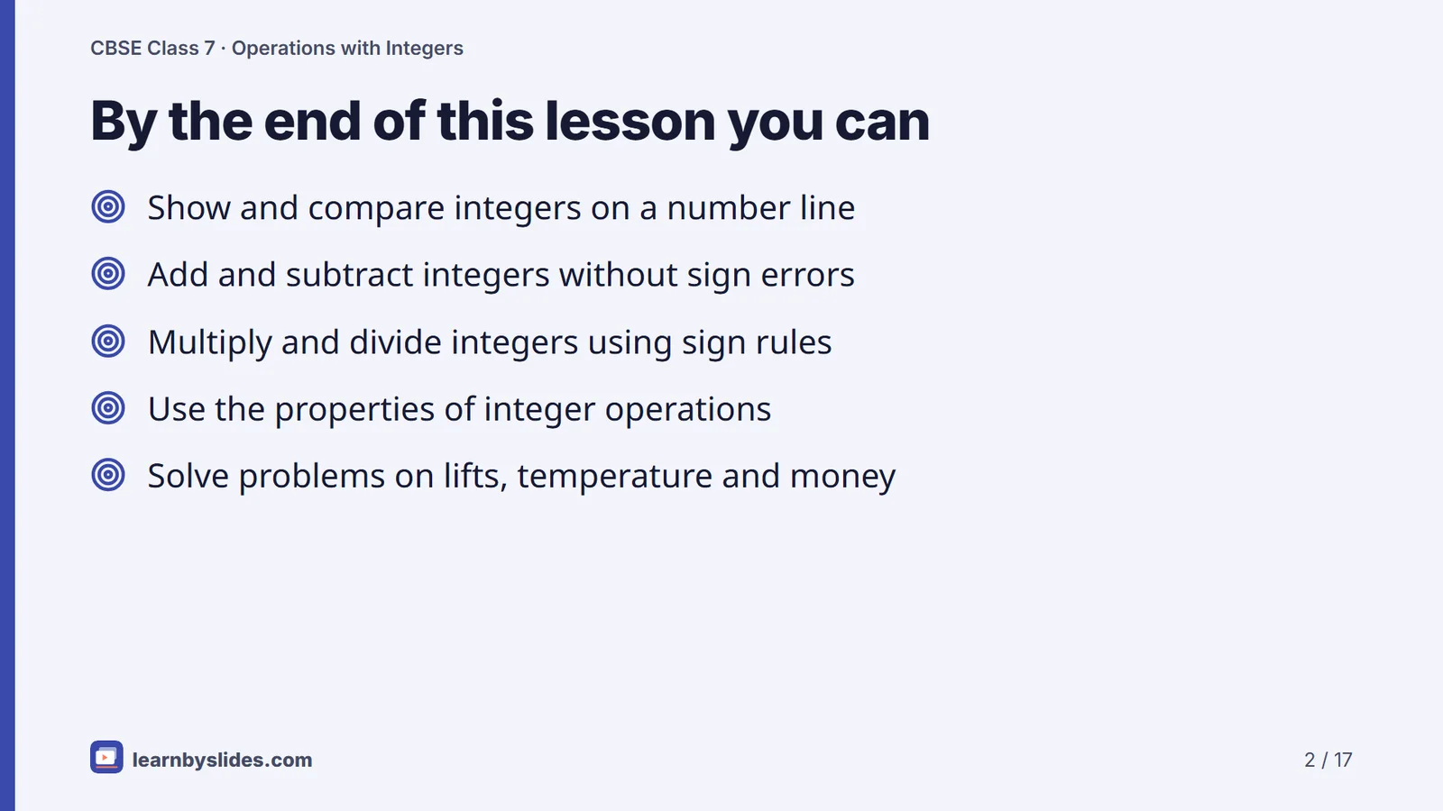 Slide 2 of 17: By the end of this lesson you can