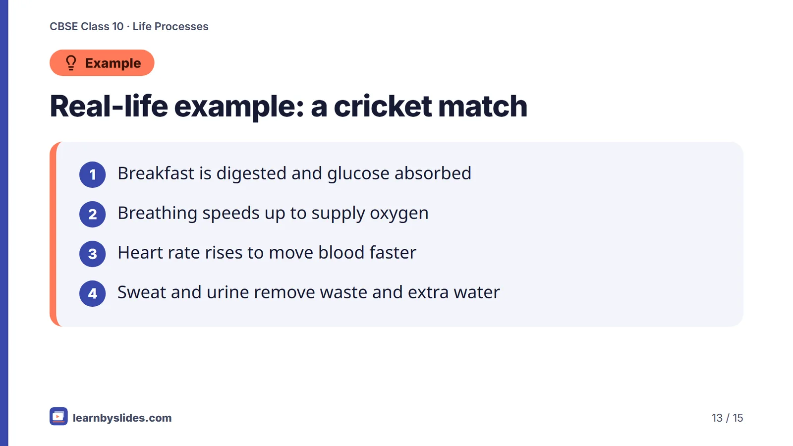 Slide 13 of 15: Real-life example: a cricket match