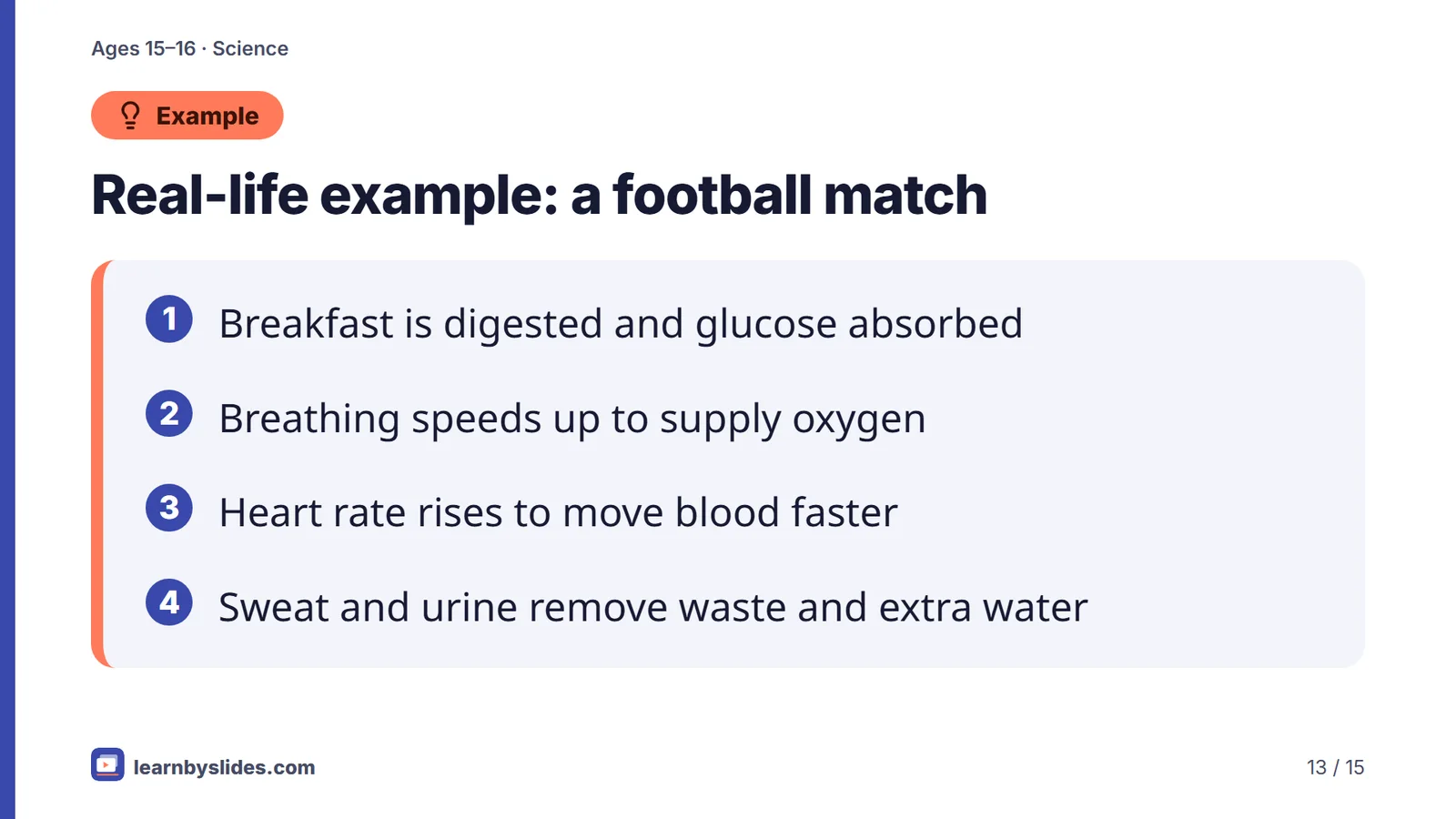 Slide 13 of 15: Real-life example: a football match