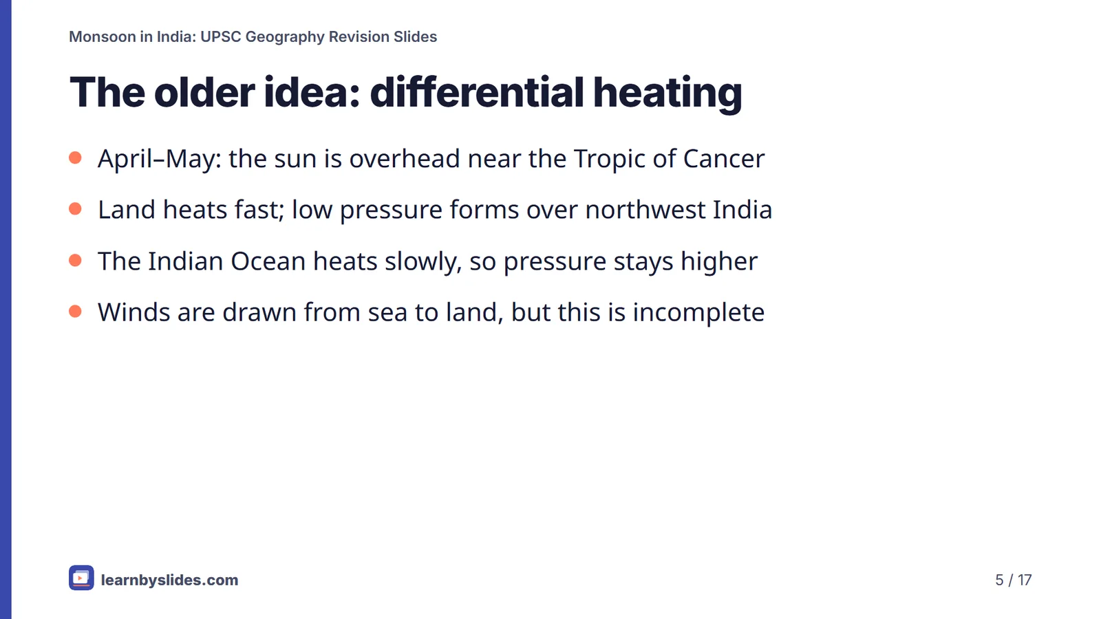 Slide 5 of 17: The older idea: differential heating