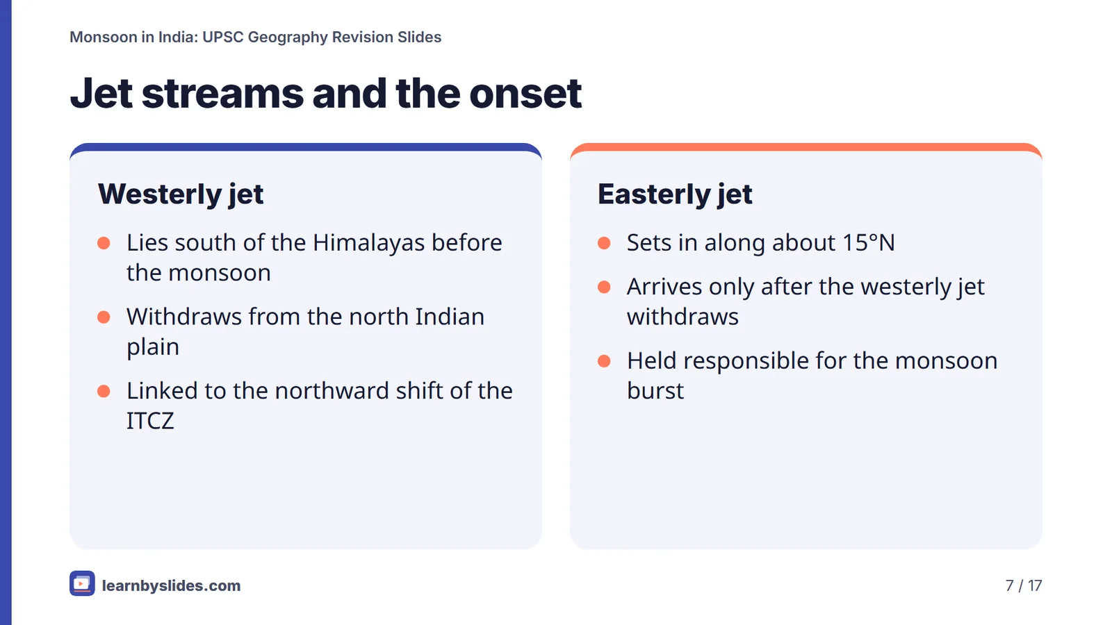 Slide 7 of 17: Jet streams and the onset