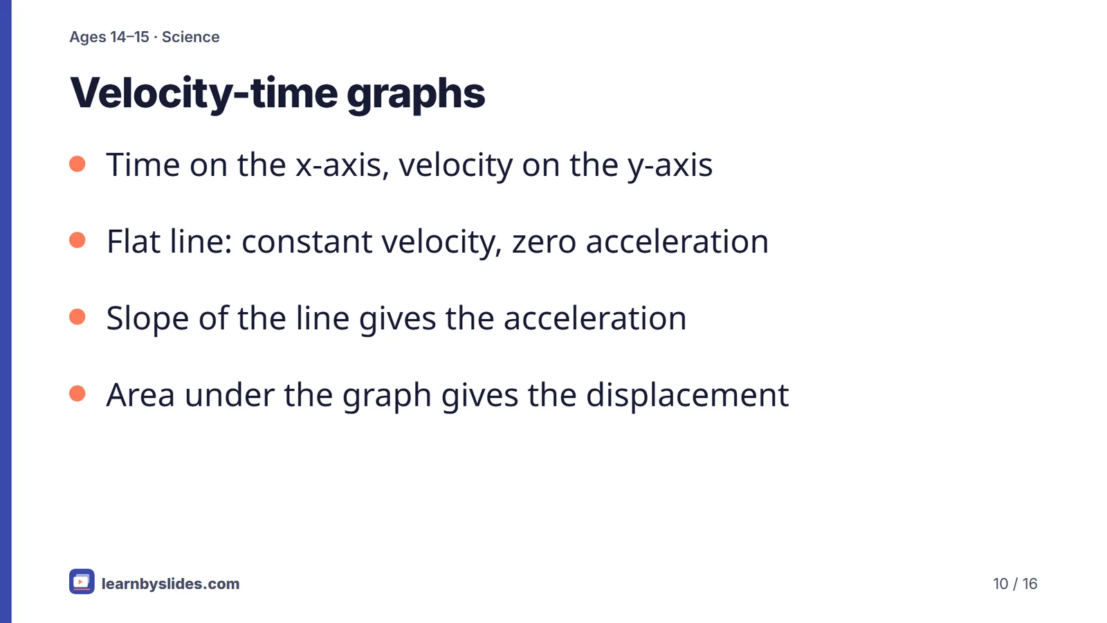 Slide 10 of 16: Velocity-time graphs