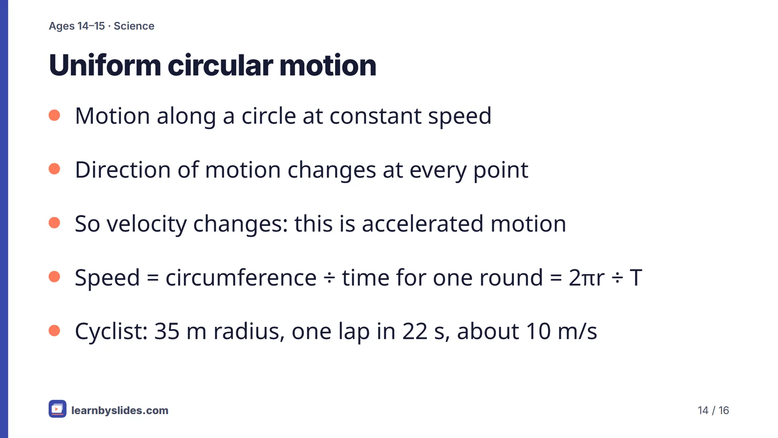 Slide 14 of 16: Uniform circular motion