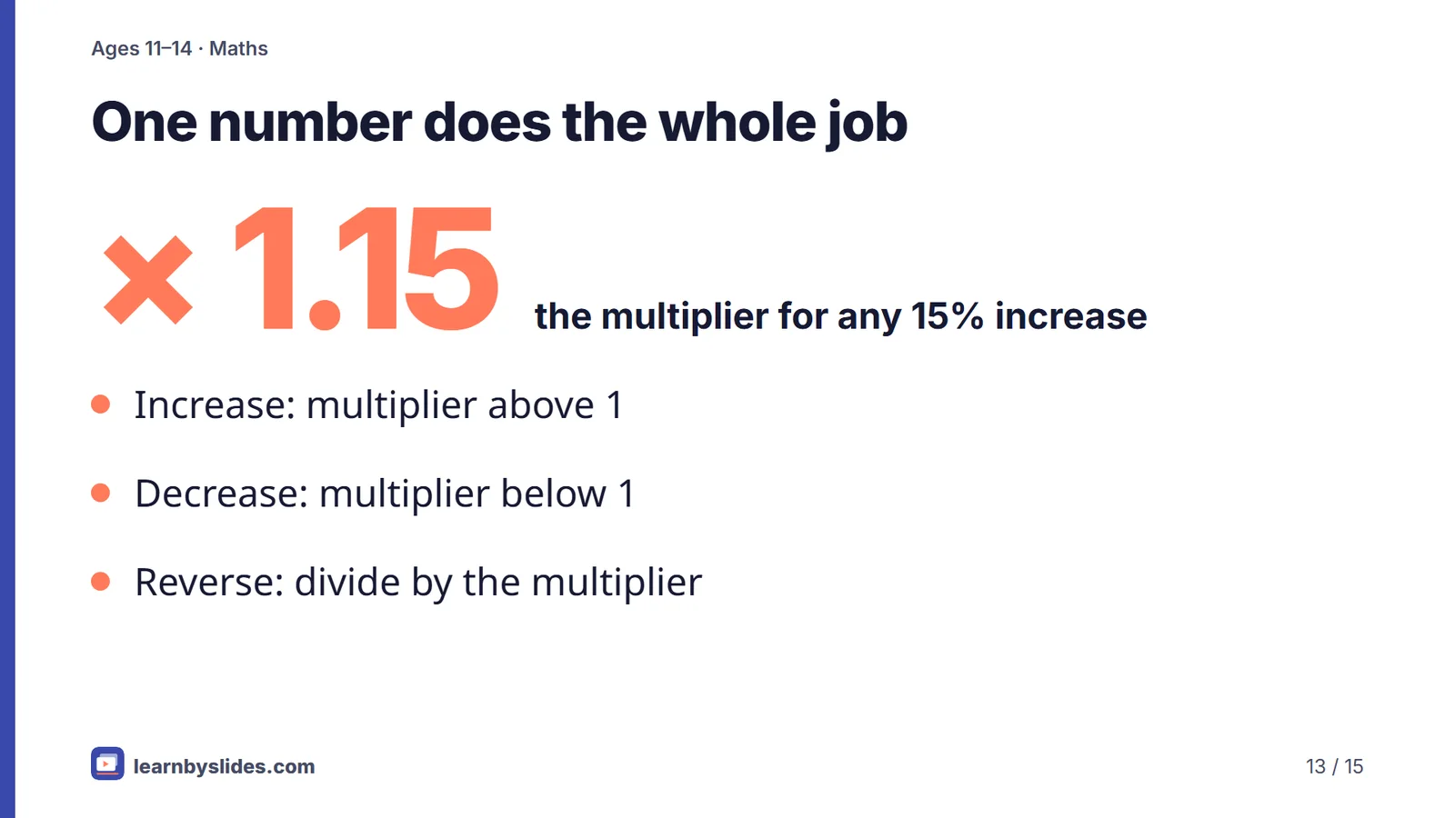 Slide 13 of 15: One number does the whole job