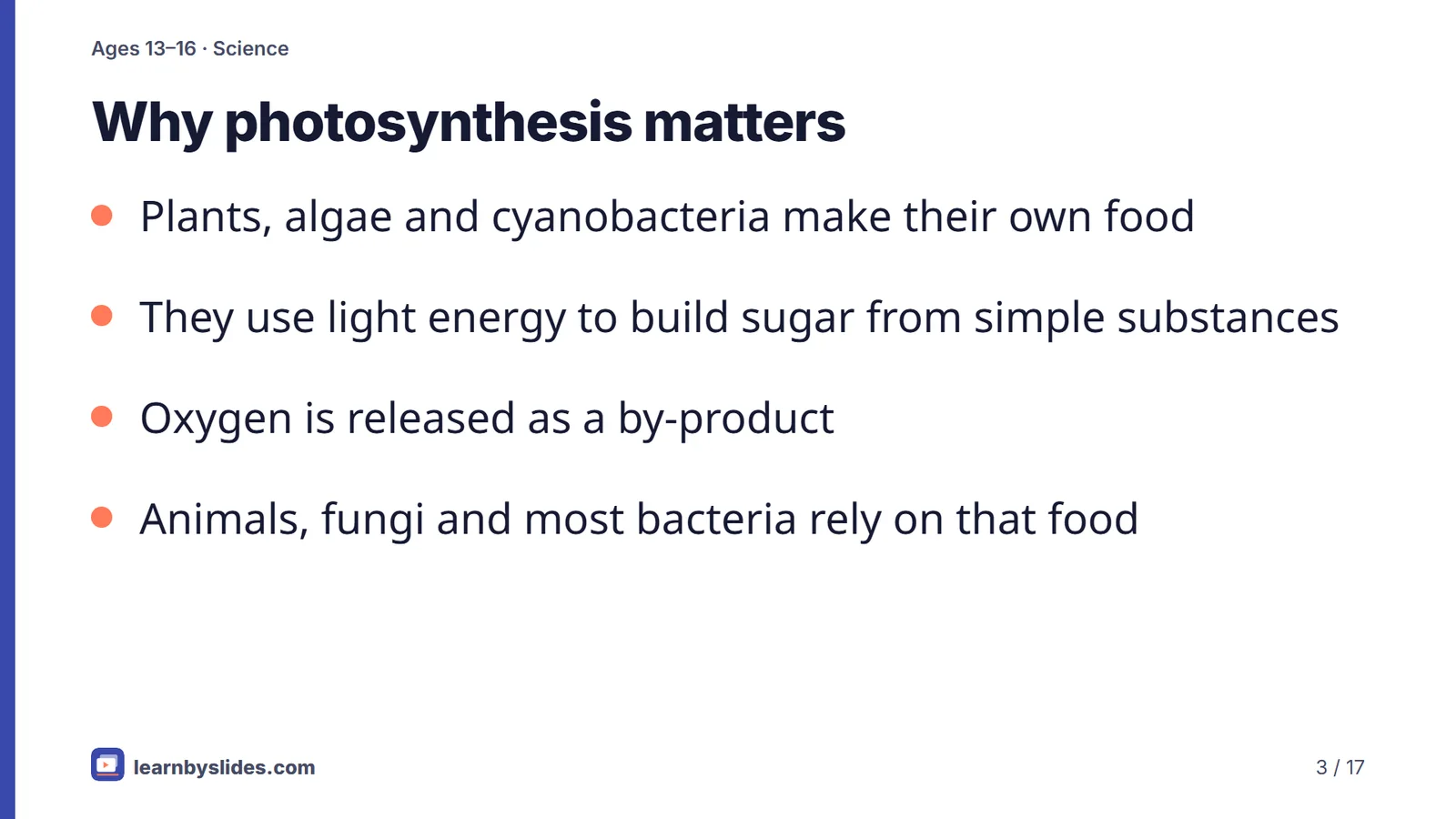 Slide 3 of 17: Why photosynthesis matters