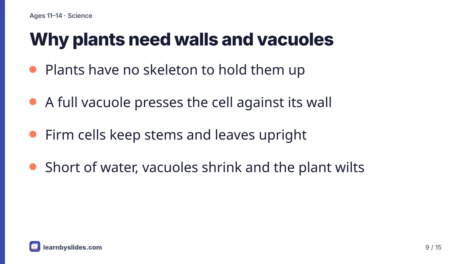 Slide 9 of 15: Why plants need walls and vacuoles