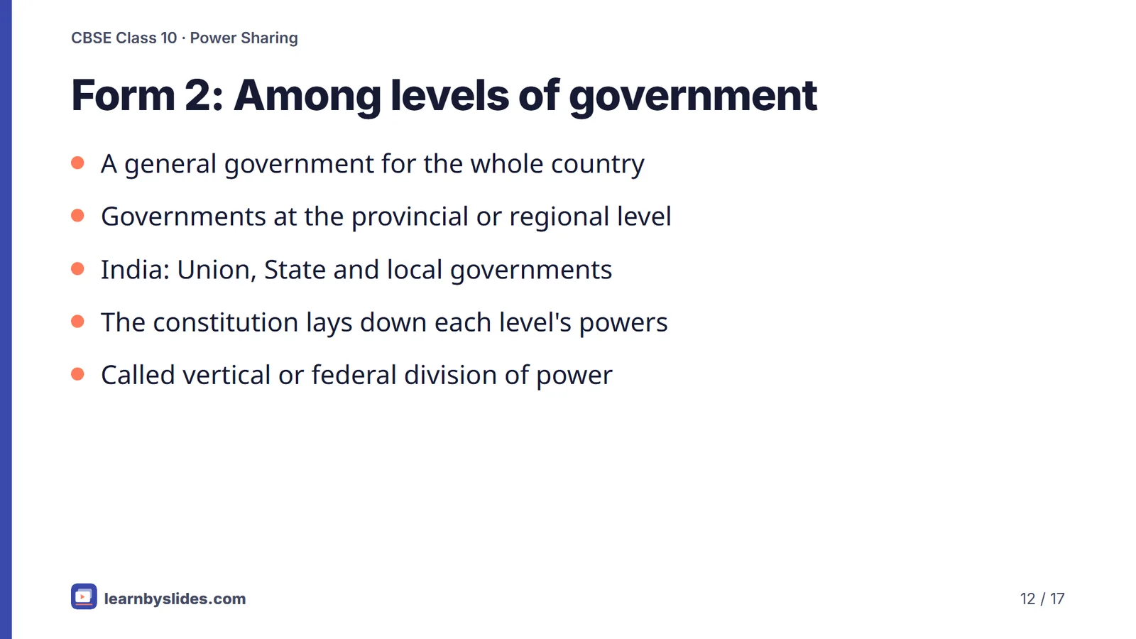 Slide 12 of 17: Form 2: Among levels of government