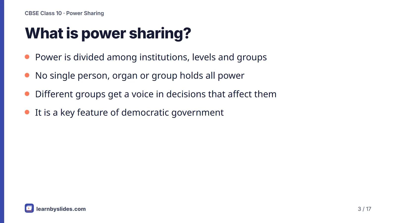 Slide 3 of 17: What is power sharing?