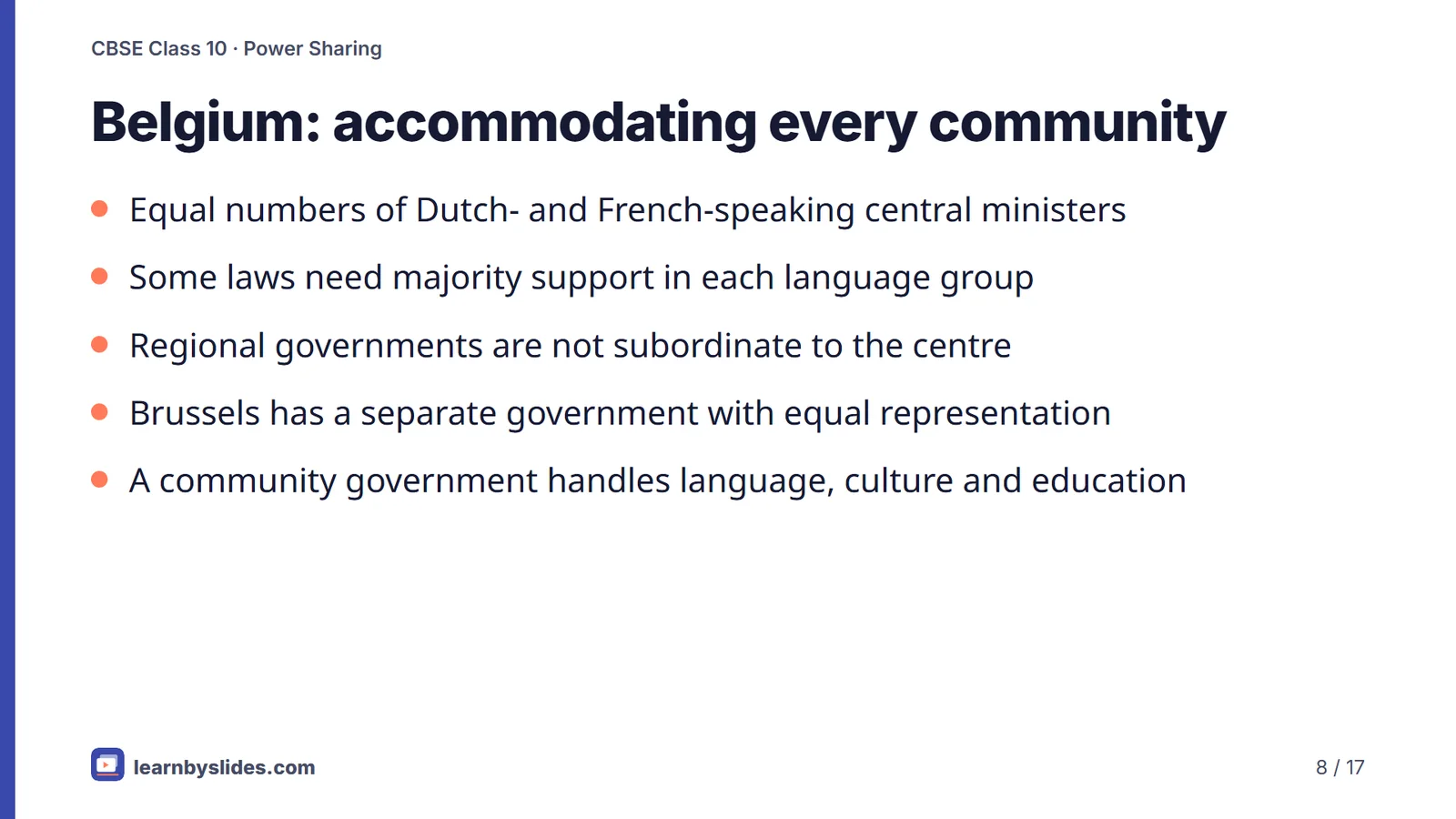 Slide 8 of 17: Belgium: accommodating every community