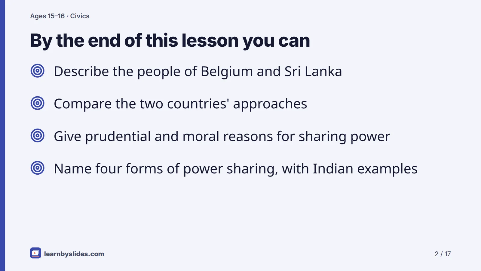 Slide 2 of 17: By the end of this lesson you can