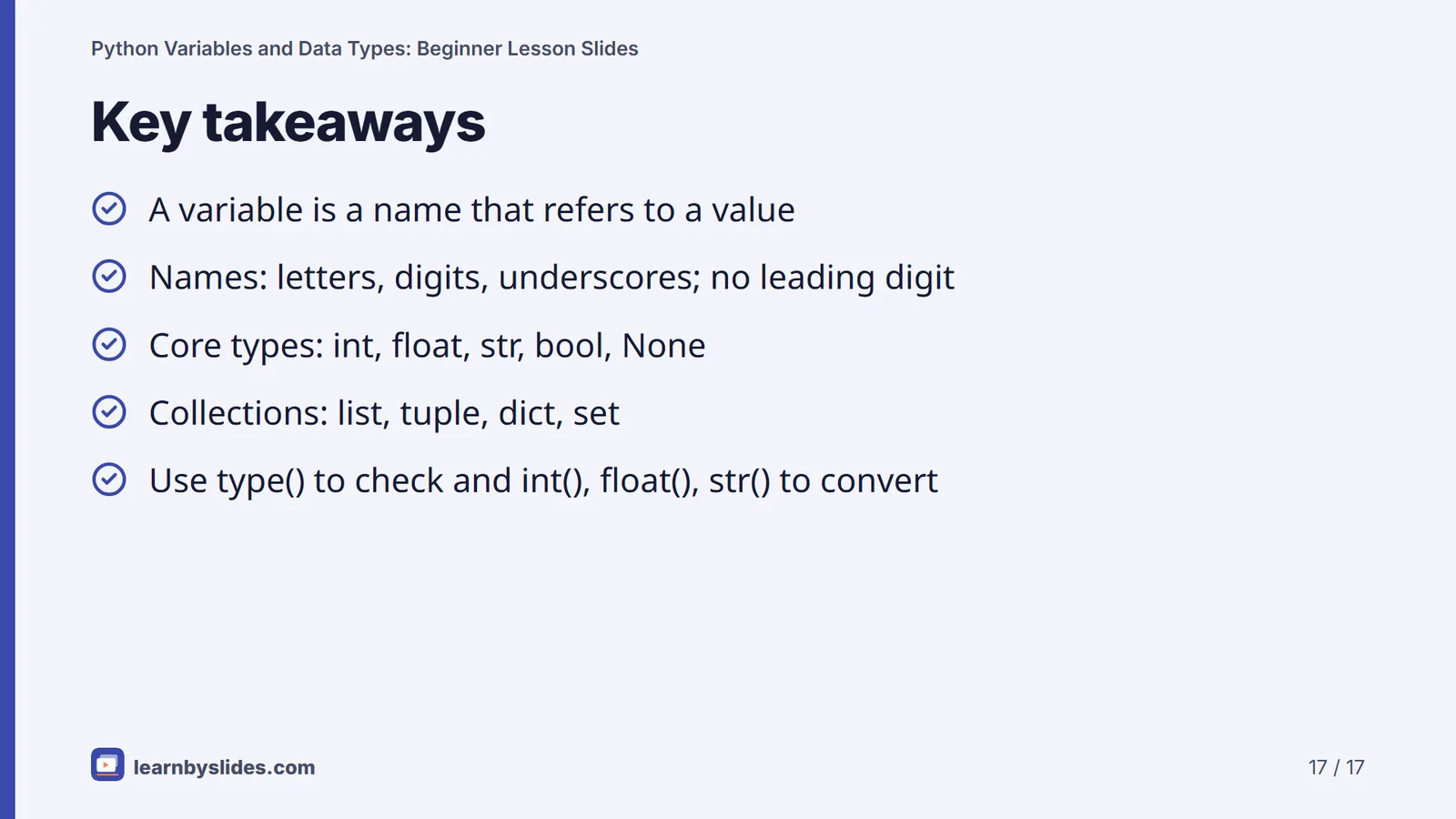 Slide 17 of 17: Key takeaways