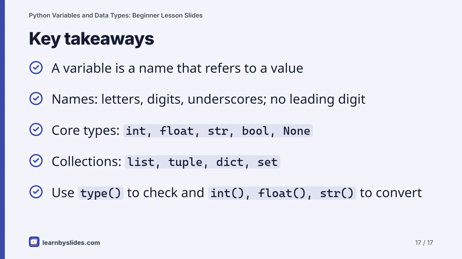 Slide 17 of 17: Key takeaways