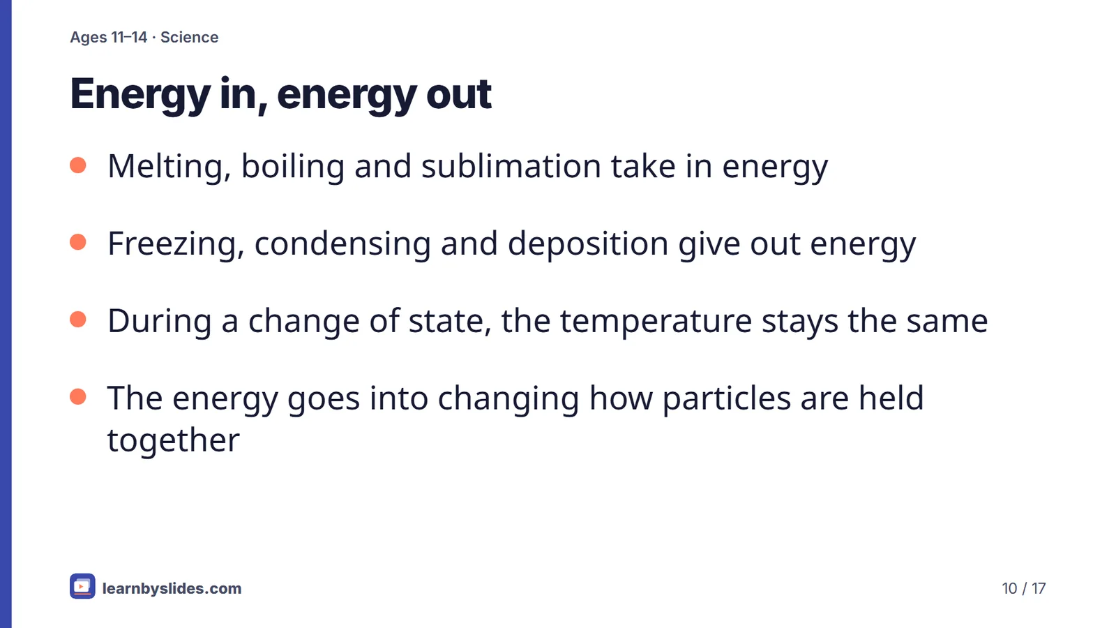 Slide 10 of 17: Energy in, energy out