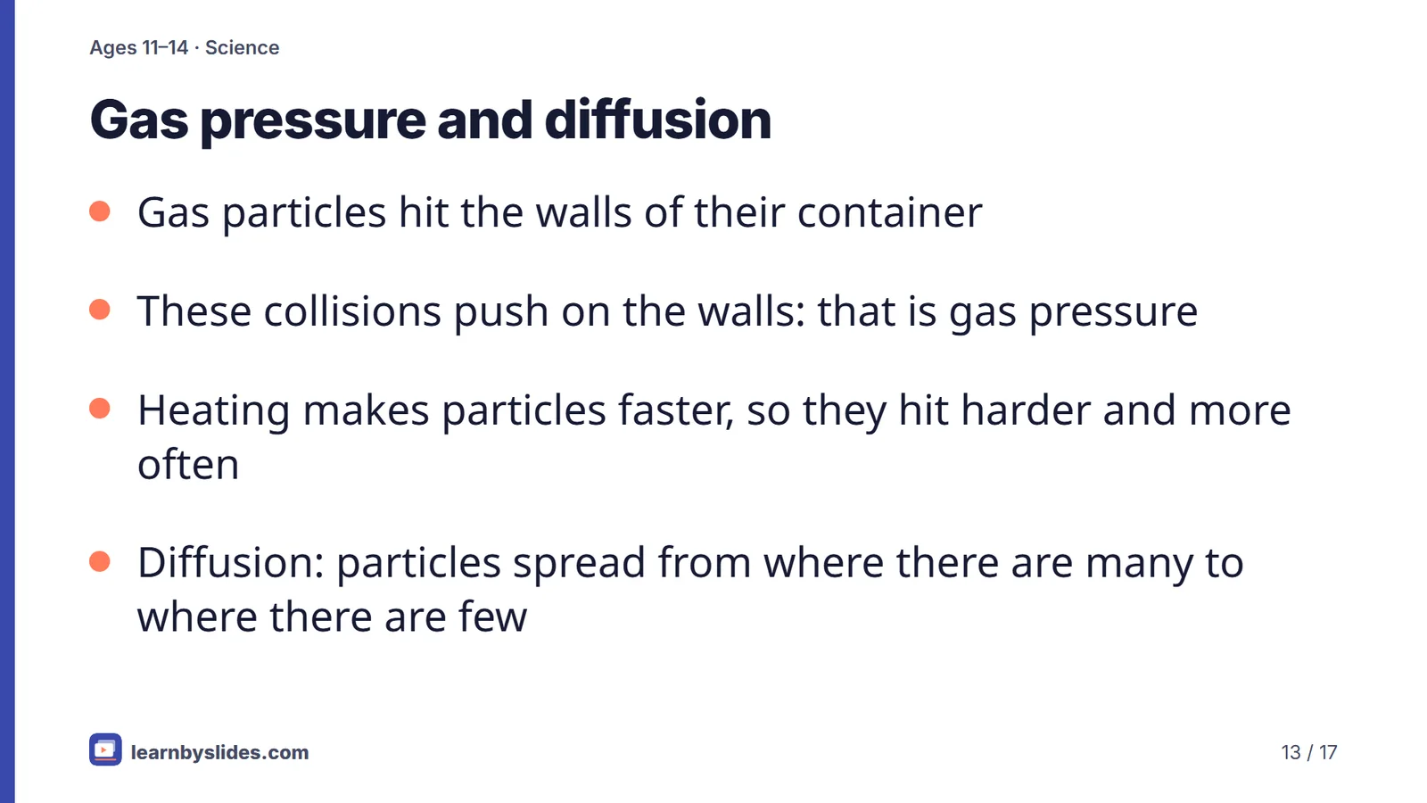 Slide 13 of 17: Gas pressure and diffusion